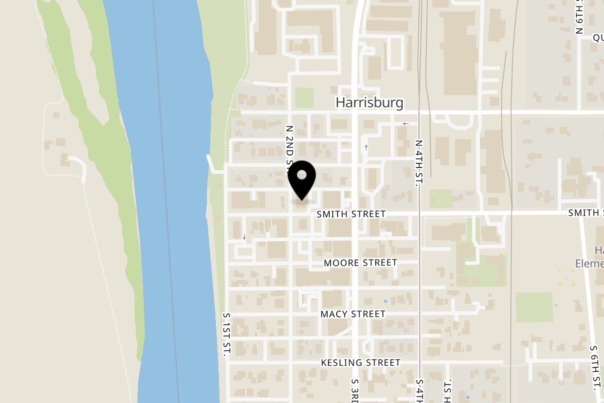Map showing the location of Nuestro Sabor on 203 Smith St in Harrisburg